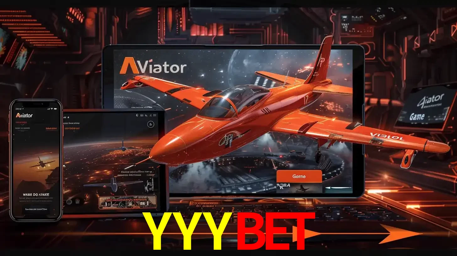 Apresentação tecnológica do jogo Aviator com um avião saindo da tela de um tablet, demonstrando a experiência imersiva em múltiplos dispositivos no YYYBET.