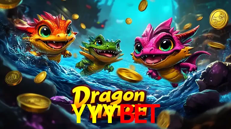 Arte promocional do jogo Dragon Hatch com três adoráveis dragões bebês nadando entre moedas de ouro, um dos slots mais divertidos para jogar no cassino YYYBET.