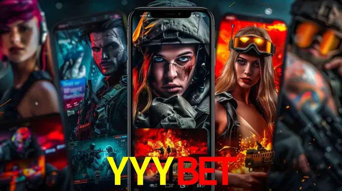 Montagem de telas de celular mostrando diversos personagens, masculinos e femininos, de um jogo de tiro, ilustrando a diversidade de equipes de e-sports para apostar no YYYBET.